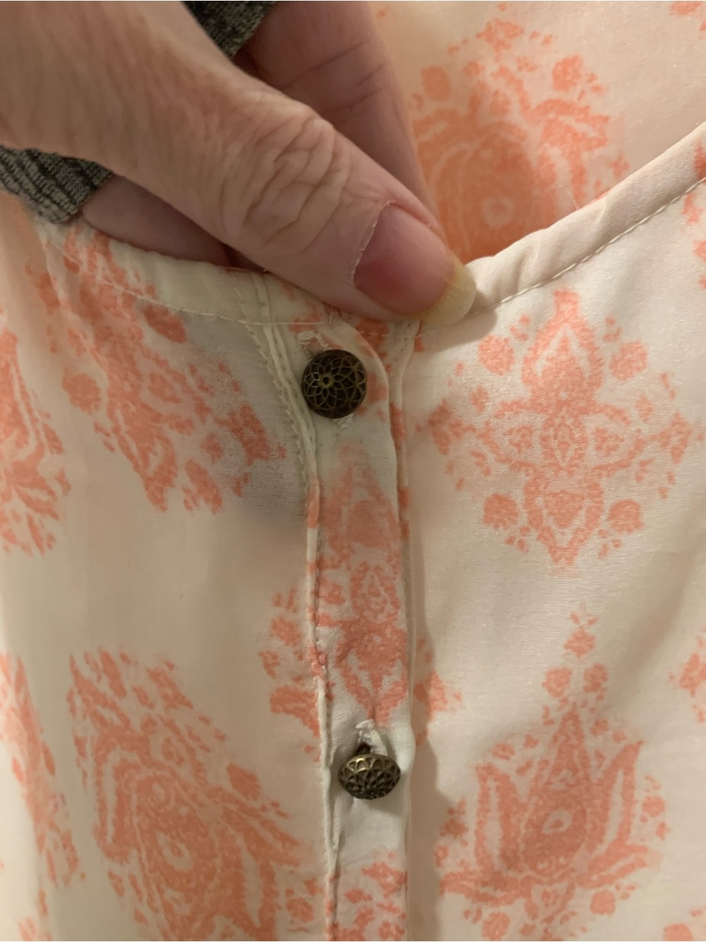 Lucky Brand Peach and Cream Printed dress - Picture 2 of 4